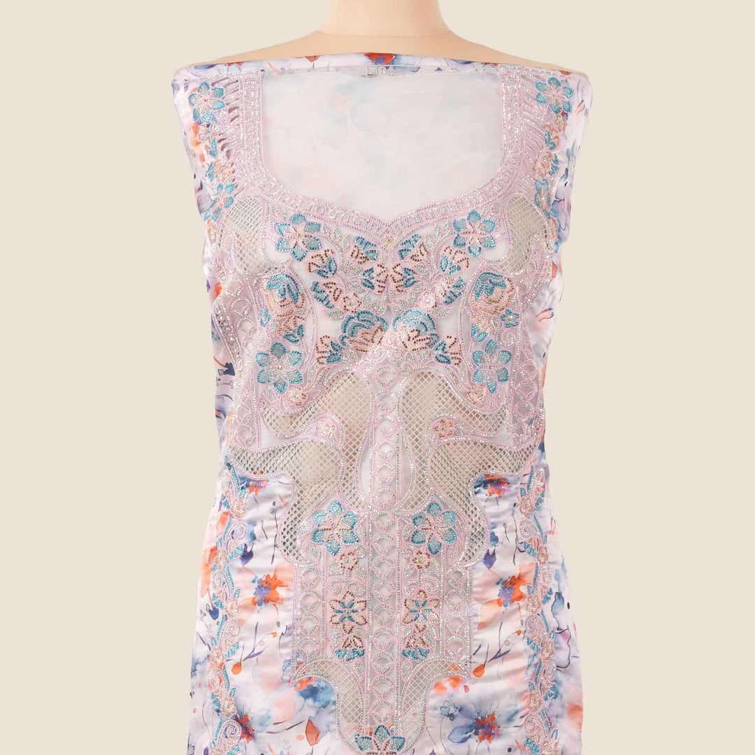 italian-silk-water-bloom-Mukhawar-fabric #colour_peach-blue