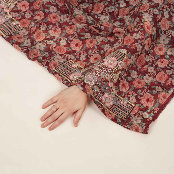 crushed-crepe-rose-garden Mukhawar fabric 