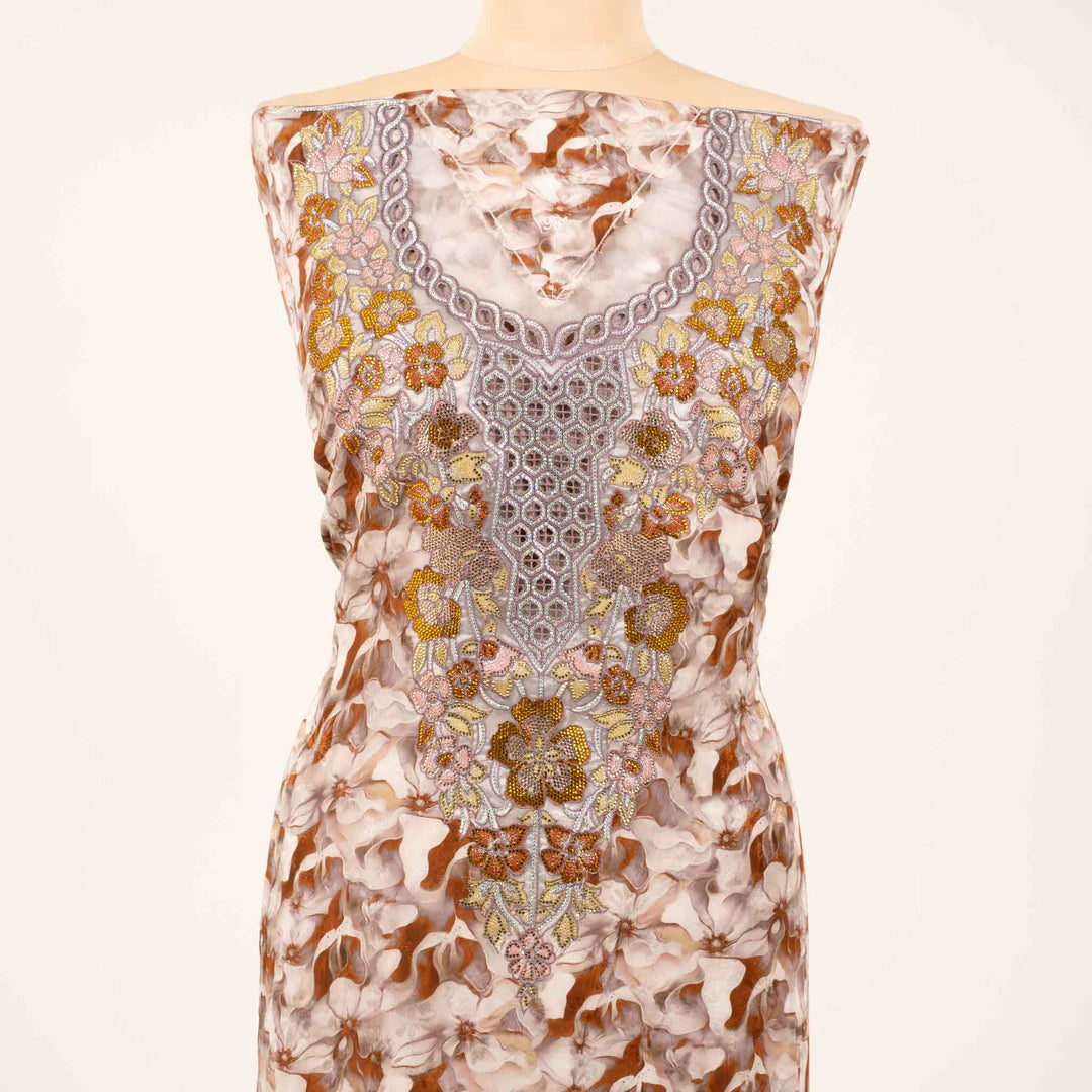 jacquard-velvet-bloom Mukhawar fabric #colour_rust-brown