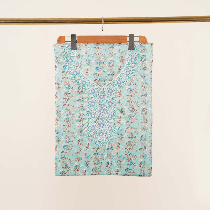 light-baby-silk-celeste-leaves-with-shaila Mukhawar fabric 