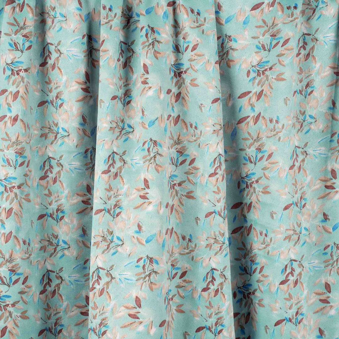 light-baby-silk-celeste-leaves-with-shaila Mukhawar fabric 
