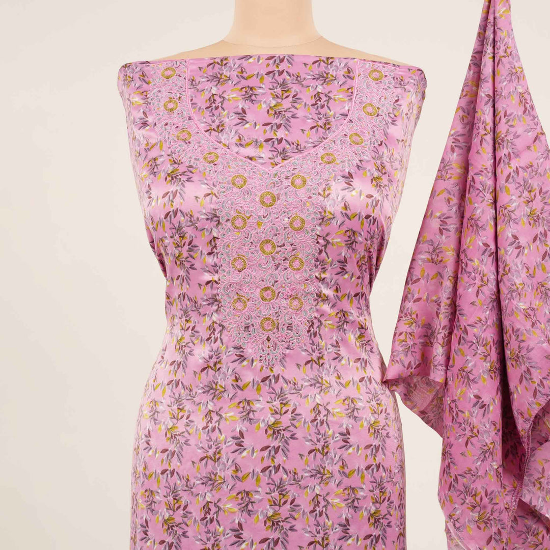 light-baby-silk-celeste-leaves-with-shaila Mukhawar fabric 