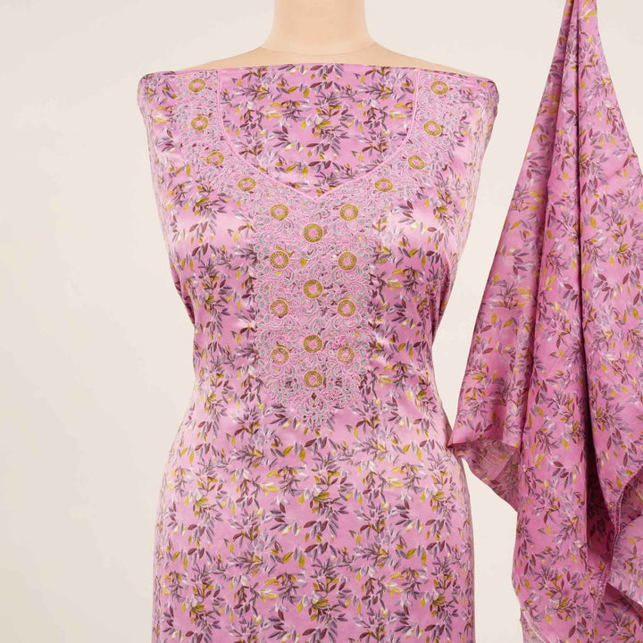 light-baby-silk-celeste-leaves-with-shaila Mukhawar fabric 
