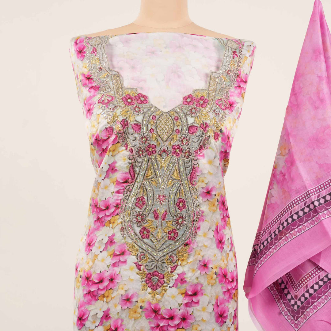 light-baby-silk-tropical-bloom-with-shaila Mukhawar fabric #colour_rose-pink