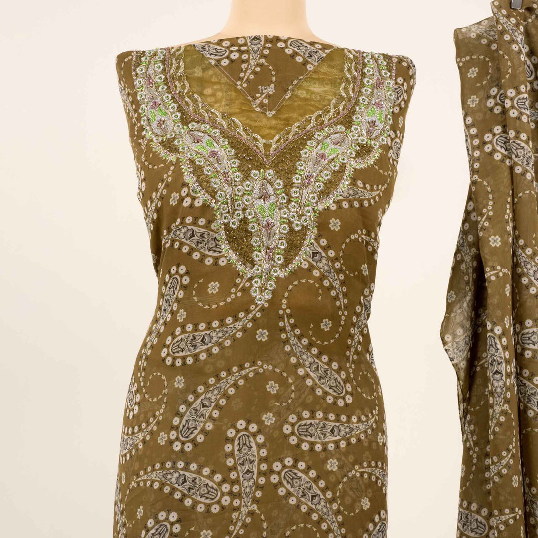 voile-desert-bloom-with-shaila Mukhawar fabric #colour_cocoa-brown