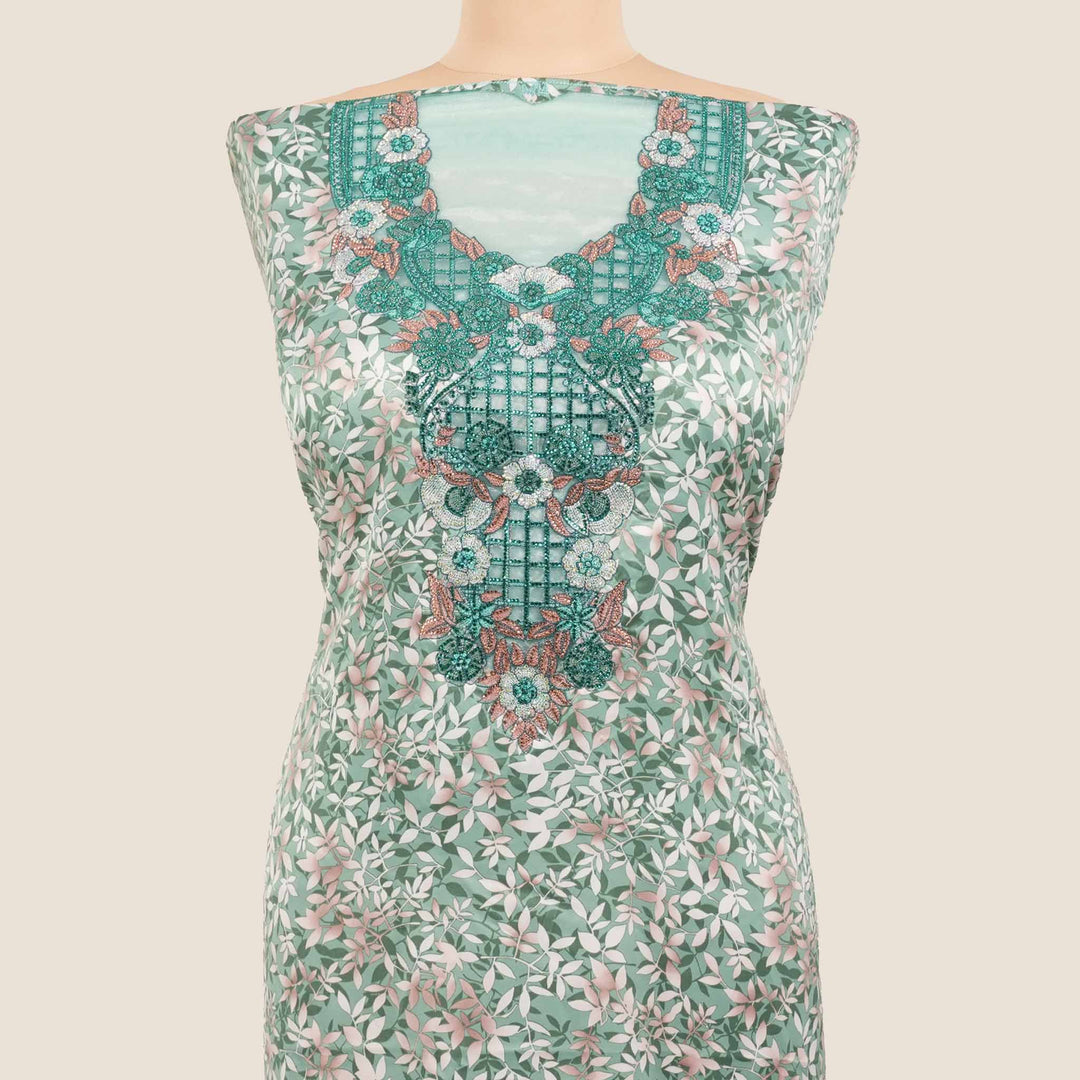 baby-silk-leaf-harmony-for-daughter-Mukhawar-fabric #colour_mint-leaf
